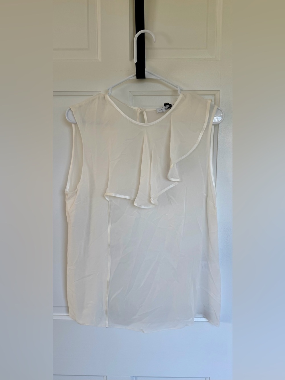 NWT Gaiofatto Ivory Silk Ruffle Blouse Made in Italy Size 48